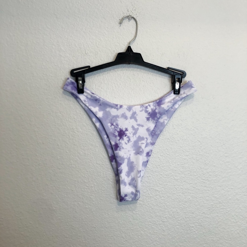 Purple and white tie dye high rise cheeky bikini bottoms